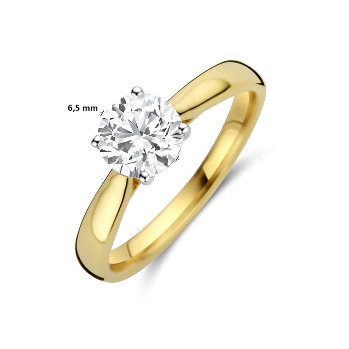 14k Bicolor dames ring met 1.00 ct lab grown diamant – inclusief certificaat