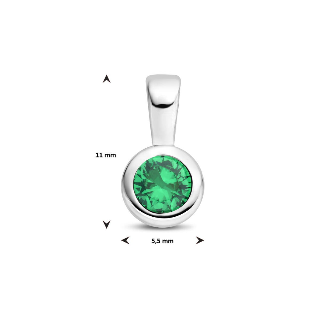 Gerhodineerd zilveren hanger met groene geboortesteen