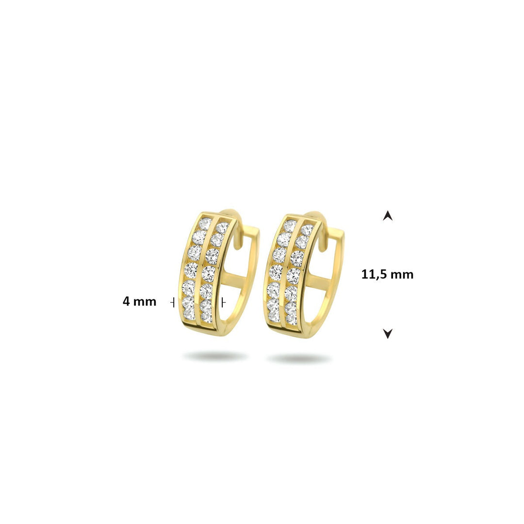 Gouden klapoorringen met zirkonia – 9k geelgoudkleurig