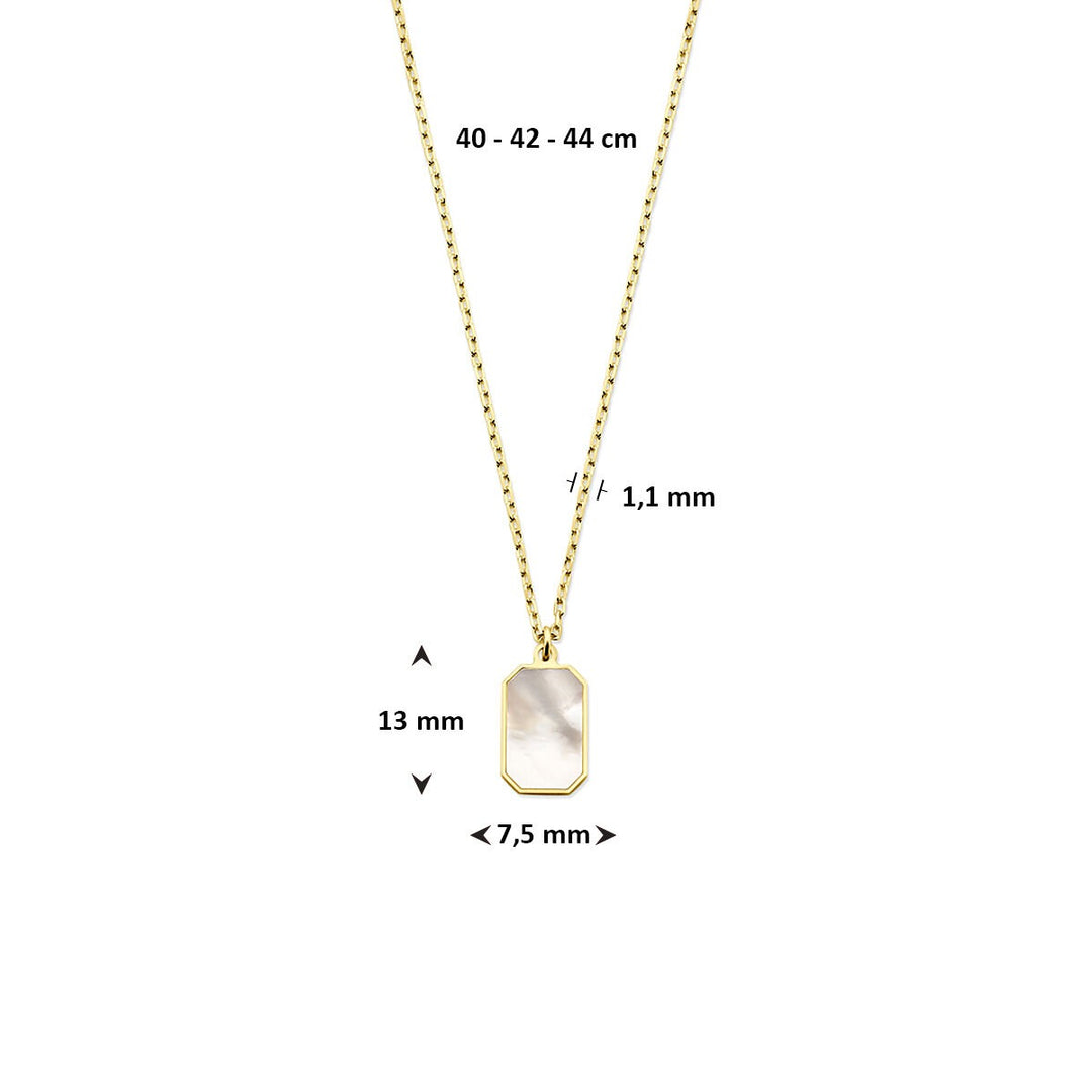 14k geelgouden dames collier met parelmoer