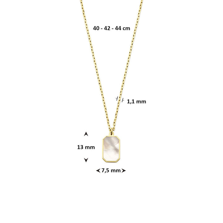 14k geelgouden dames collier met parelmoer