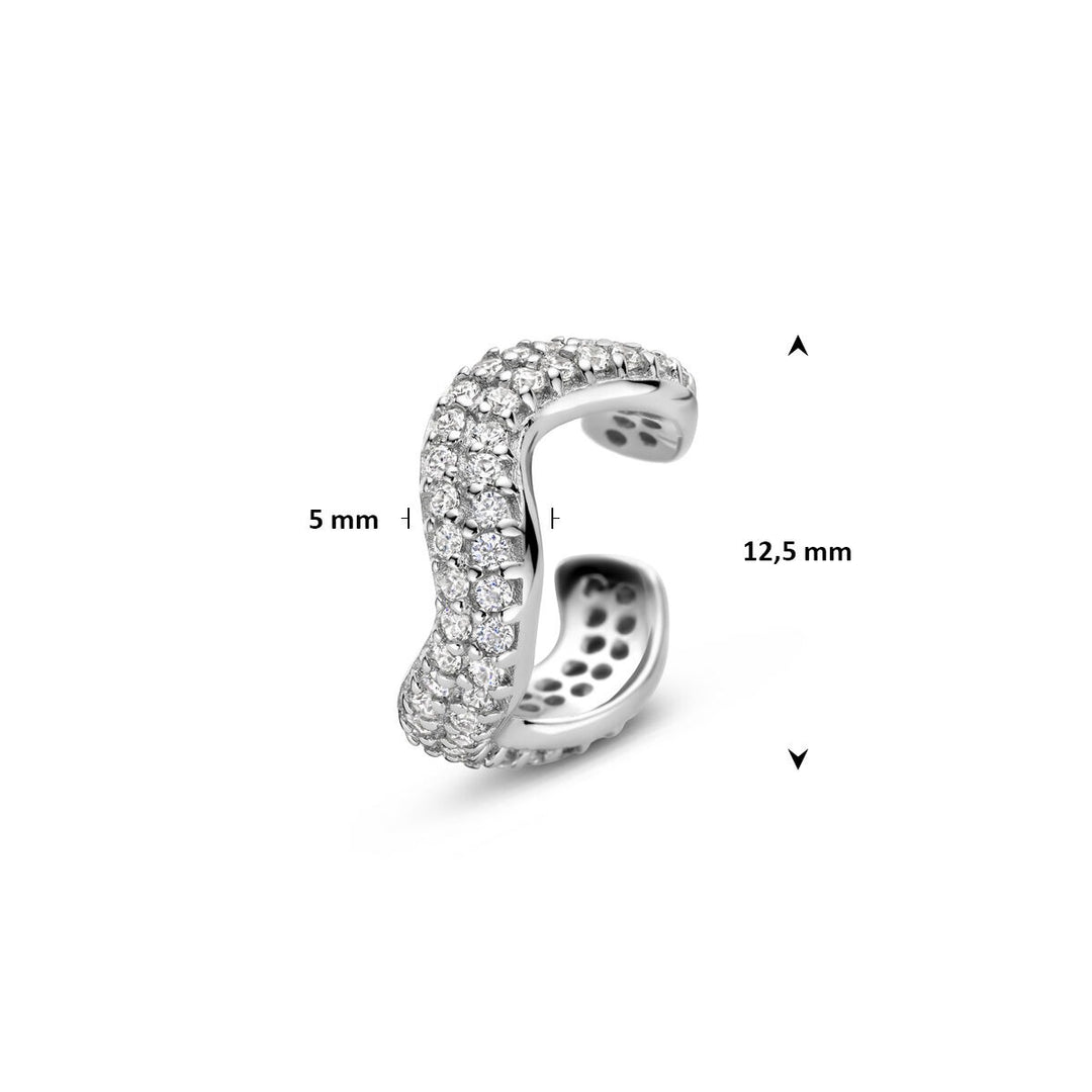 Zilveren ear cuff met pavé zirkonia 925 gerhodineerd