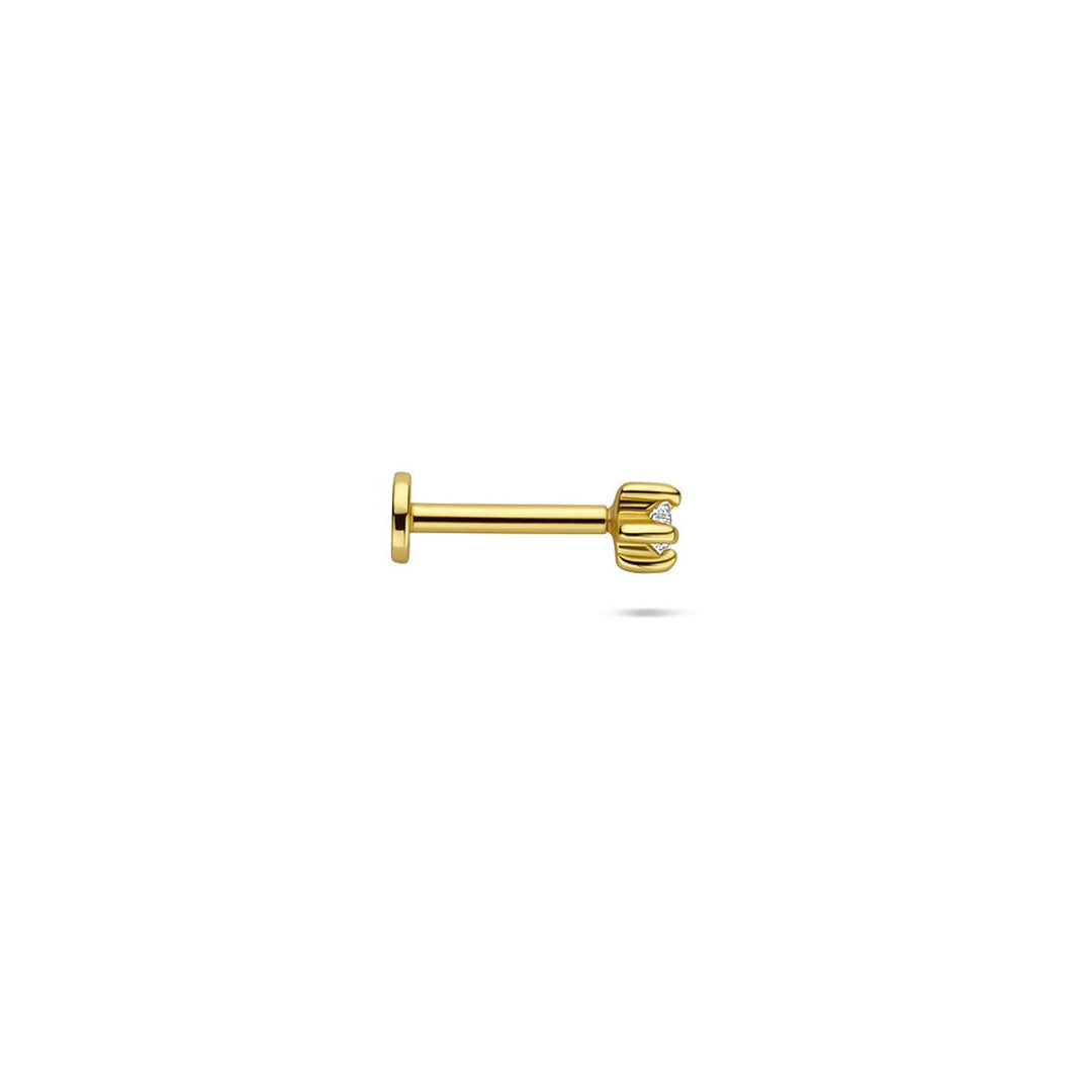 Verguld zilveren flat back piercing ster met zirkonia