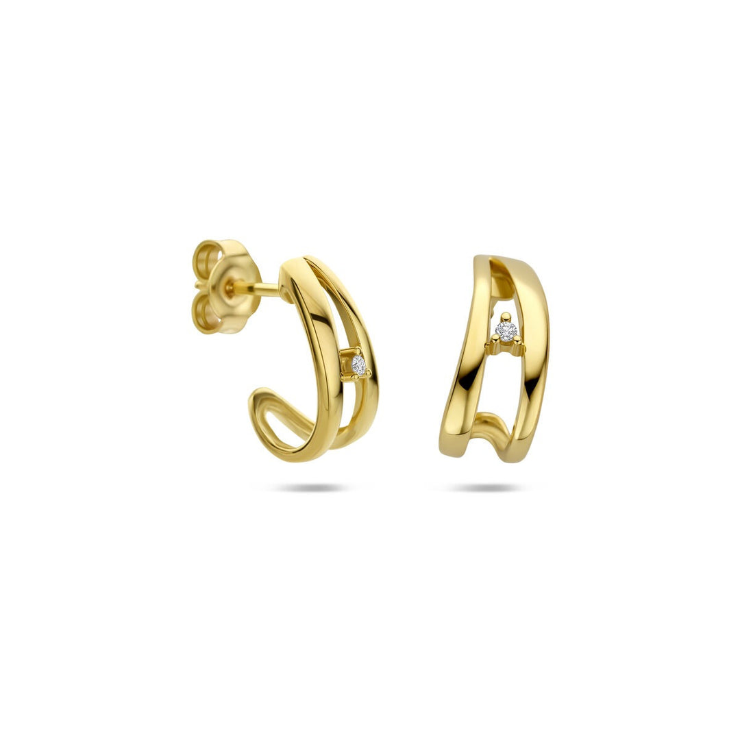 Gouden stekeroorringen met diamant – 14k geelgoud