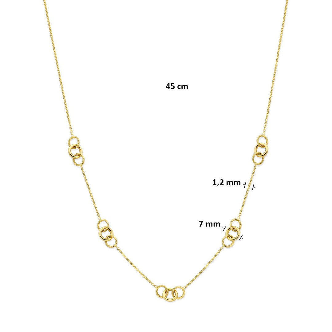 Gouden dames ketting met rondjes – 14k geelgoud