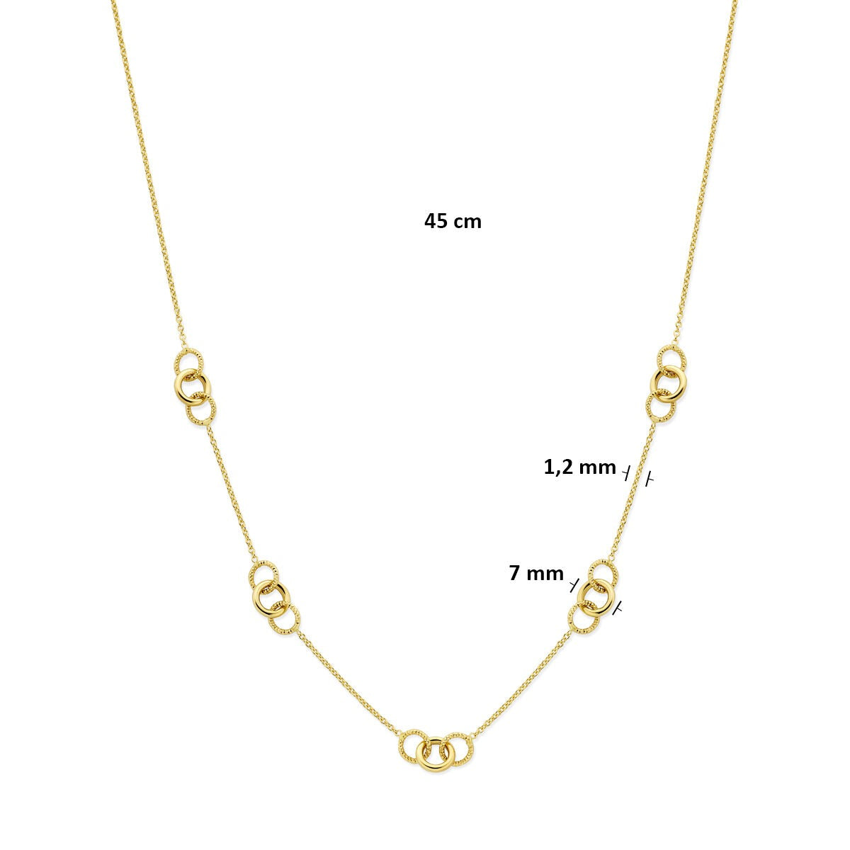 Gouden dames ketting met rondjes – 14k geelgoud