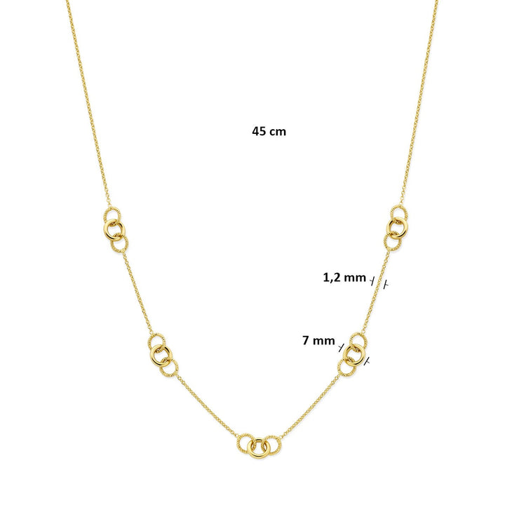 Gouden dames ketting met rondjes – 14k geelgoud