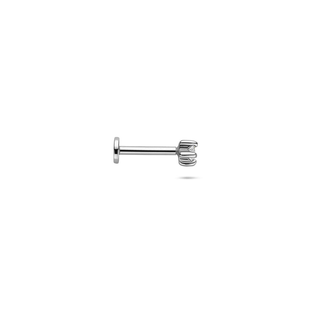 Gerhodineerd zilveren flat back piercing met stervormige zirkonia