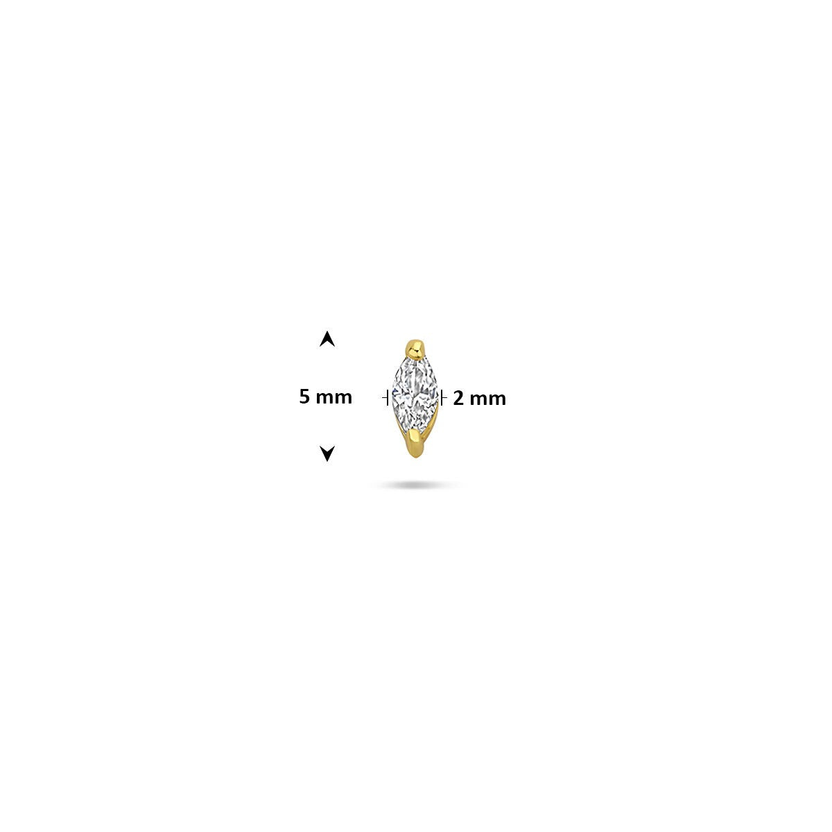 Verguld 925 zilveren flat back piercing met zirkonia
