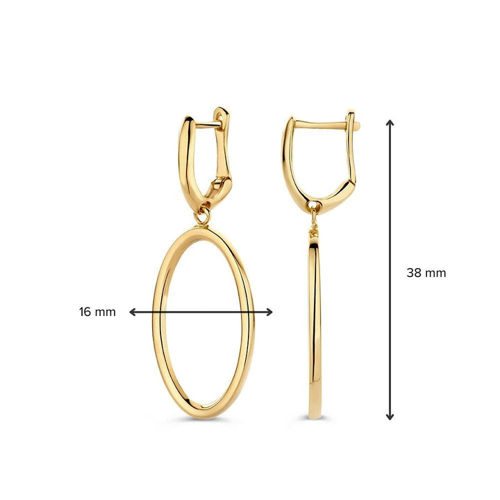 Speelse Geelgouden Oorringen met Open Hangers – 14 Karaat Goud, Elegante Statement Oorbellen