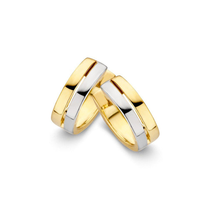 Geel-witte gouden oorringen – 14 karaat, 2,2 gram