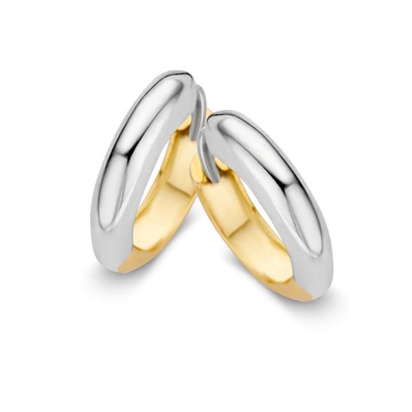 Bicolor Wit- en Geelgouden Creolen – Omkeerbare Oorbellen voor Dames