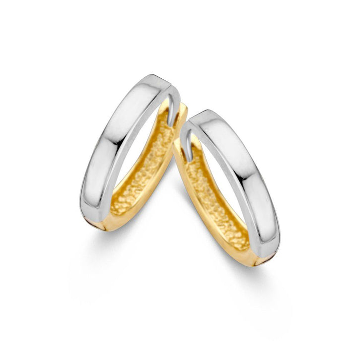 Bicolor wit- en geelgouden creolen – 14 karaat, 1,8 gram