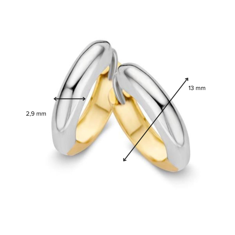 Bicolor Wit- en Geelgouden Creolen – Omkeerbare Oorbellen voor Dames