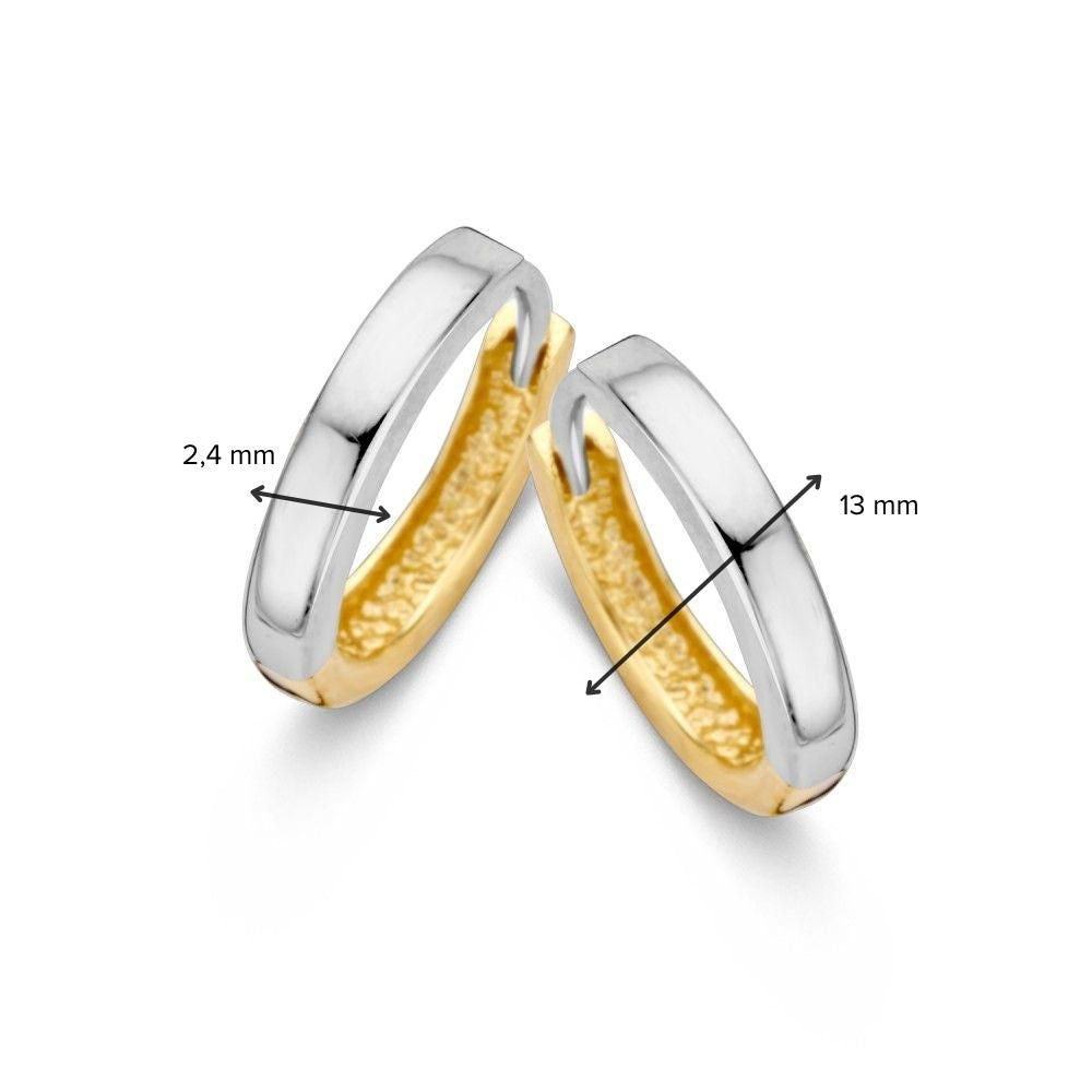 Bicolor wit- en geelgouden creolen – 14 karaat, 1,8 gram