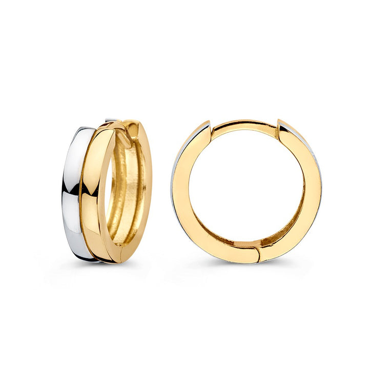 Bicolor Gouden Oorringen – Elegante 14 Karaat Geel- en Witgouden Oorbellen voor Dames