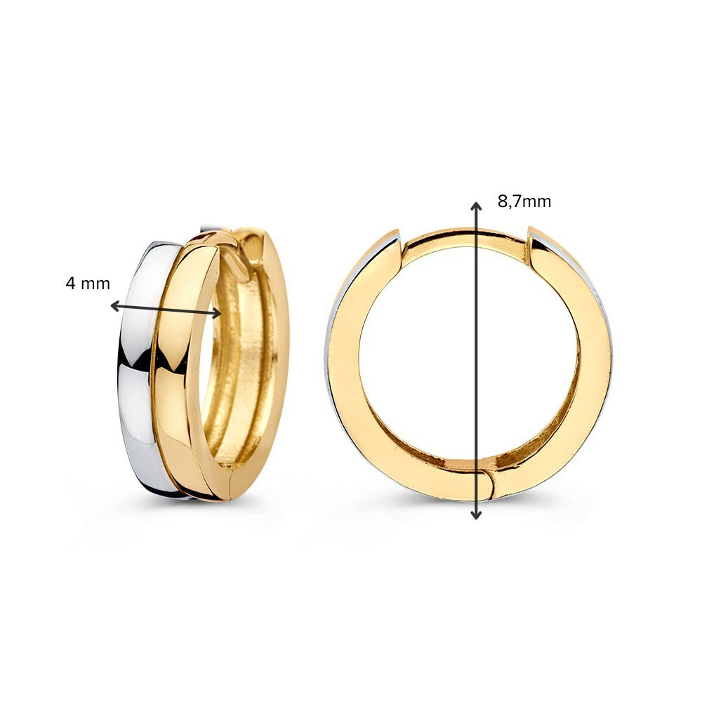 Bicolor Gouden Oorringen – Elegante 14 Karaat Geel- en Witgouden Oorbellen voor Dames