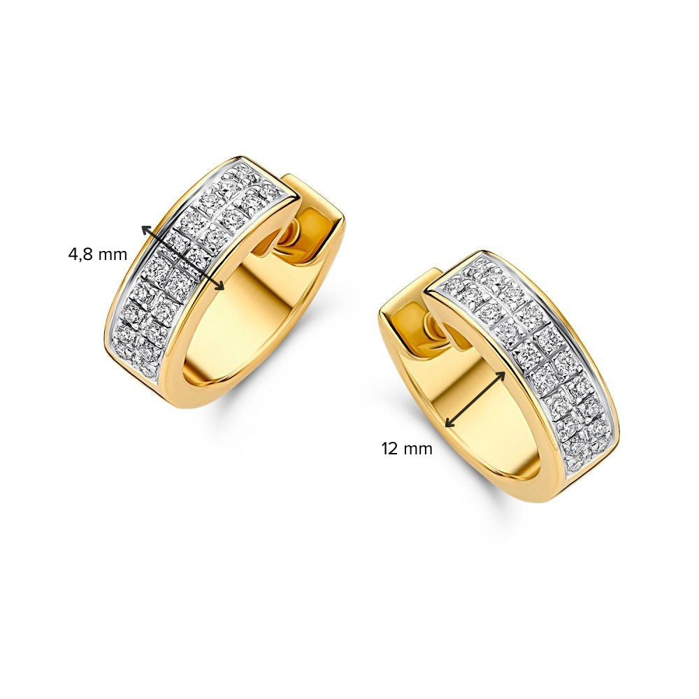 Bicolor Wit- en Geelgouden Creolen met Diamanten – 14 Karaat Oorringen met 0.31 Carat Briljanten