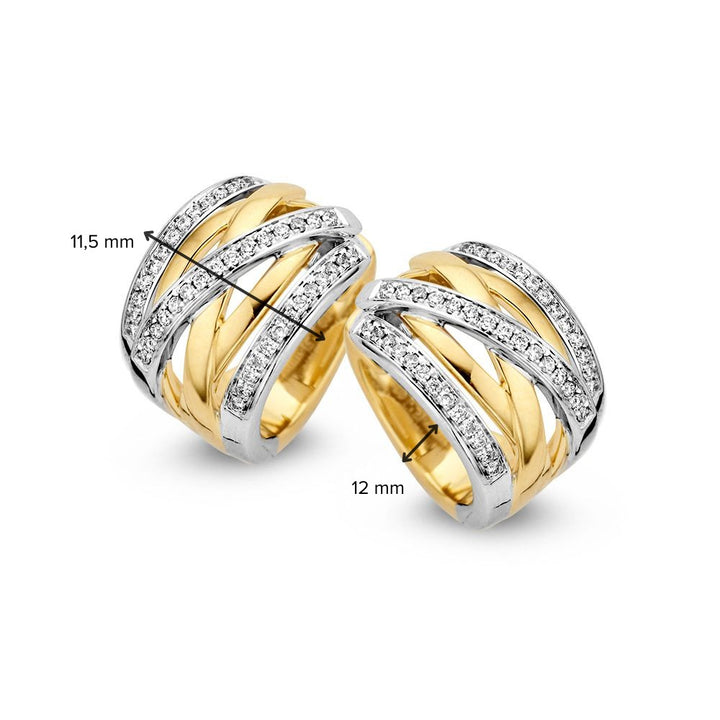 Bicolor Geel- en Witgouden Oorringen met Diamanten – 14 Karaat Oorringen met 0.36 Carat Briljanten