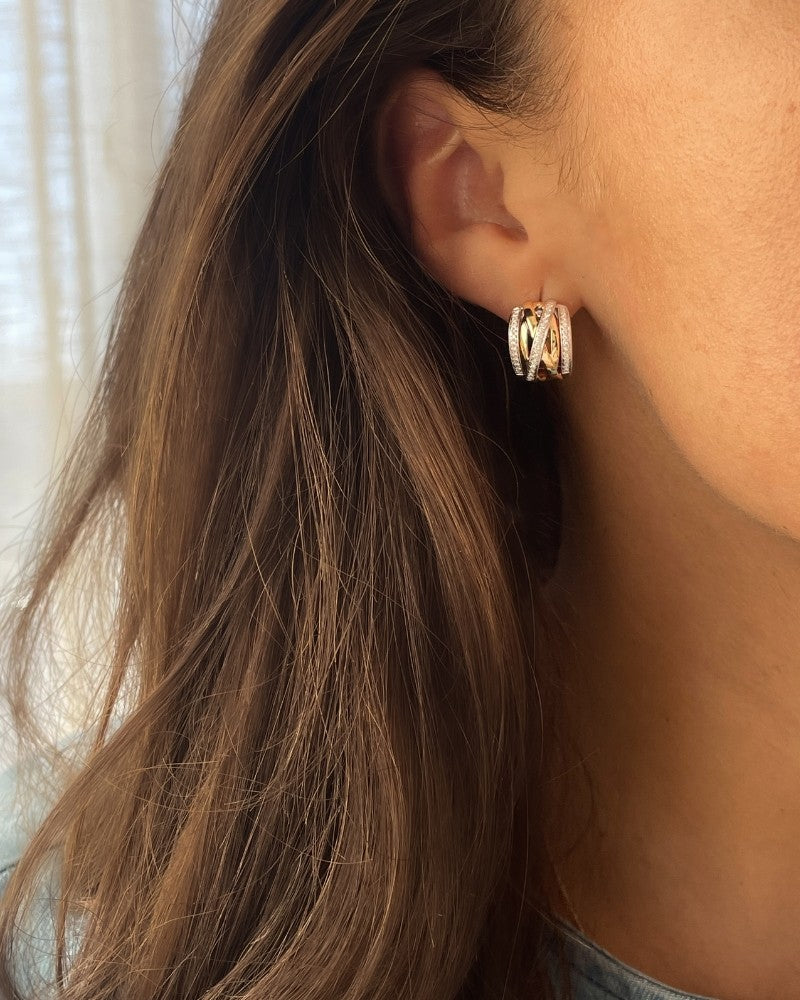 Bicolor Geel- en Witgouden Oorringen met Diamanten – 14 Karaat Oorringen met 0.36 Carat Briljanten