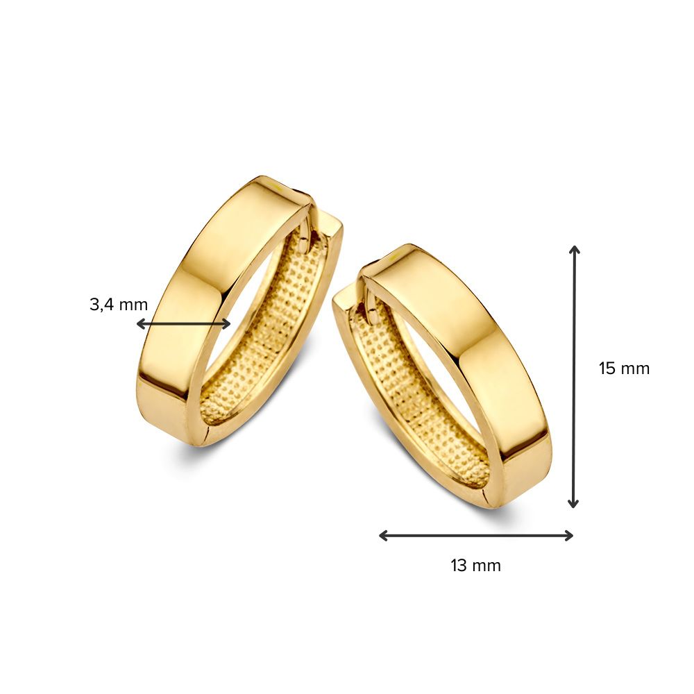 Geelgouden Oorringen 14 Karaat – Subtiel Design, 12 x 10 mm Binnenmaat, Tijdloze Elegantie