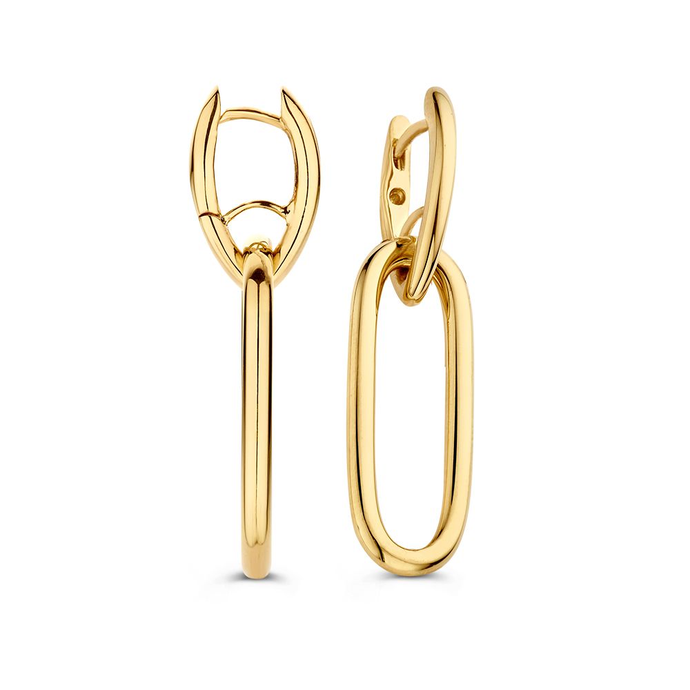 Prachtige Gouden Oorringen met Grove, Hangende Schakels – Statement Accessoire