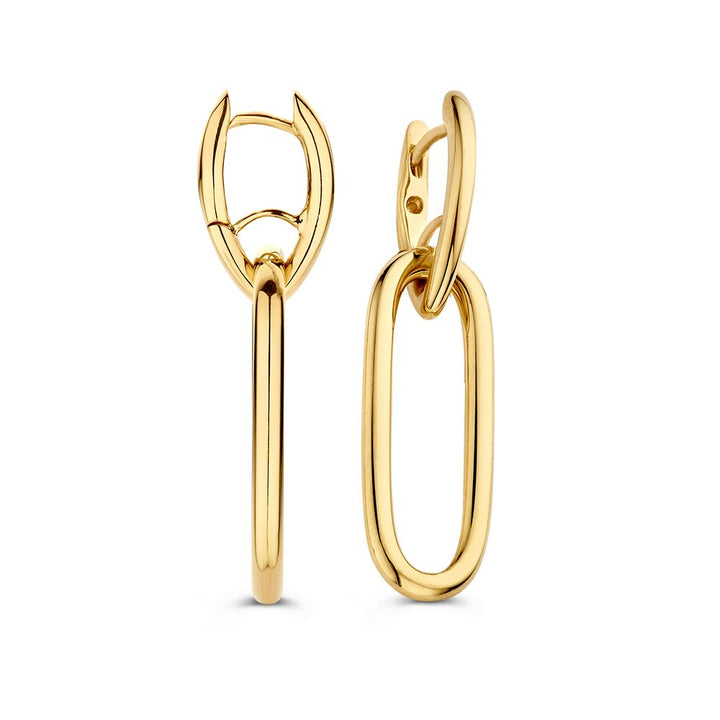 Prachtige Gouden Oorringen met Grove, Hangende Schakels – Statement Accessoire