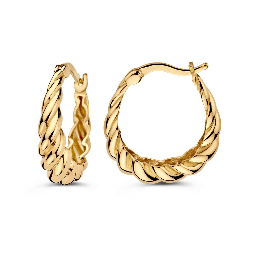 Geelgouden Oorringen met Gedraaide Band – Tijdloze Elegantie