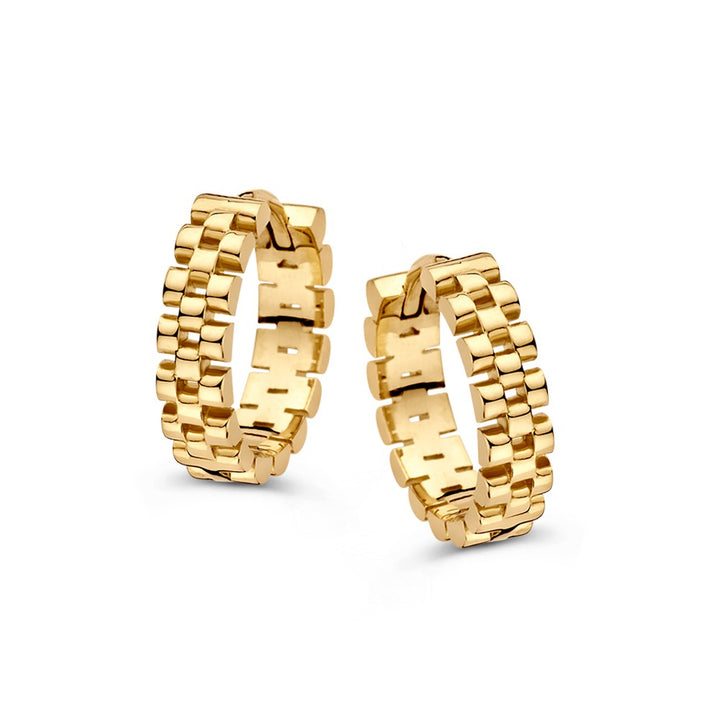 Geelgouden Oorringen met 'Rolex'-Schakel