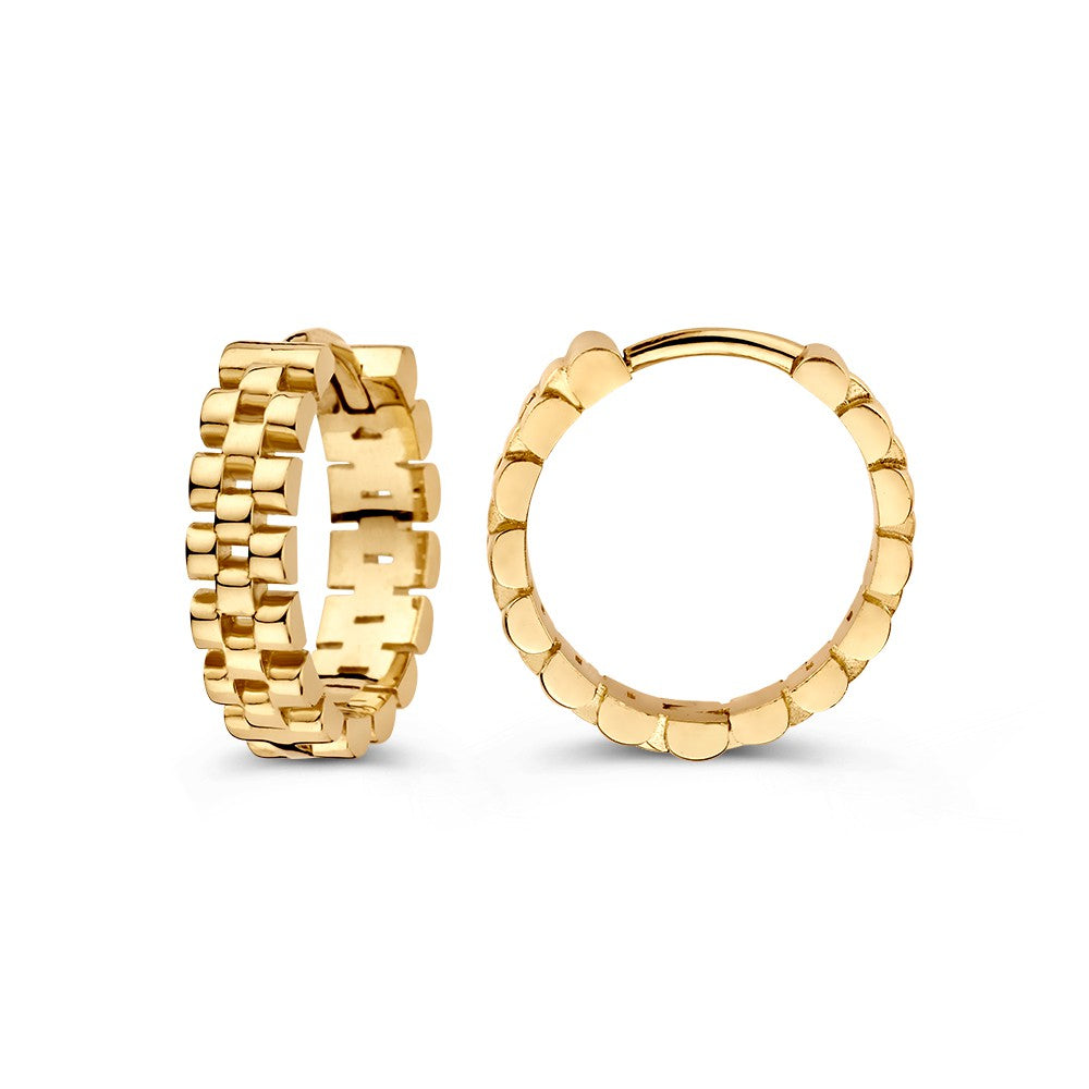 Geelgouden Oorringen met 'Rolex'-Schakel