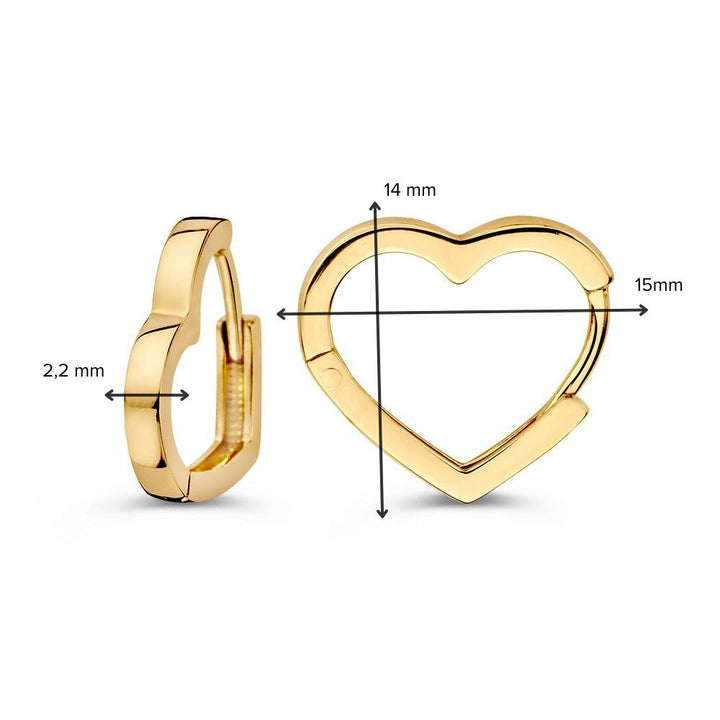 Geelgouden Hartvormige Oorbellen – Een Symbool van Liefde en Elegantie