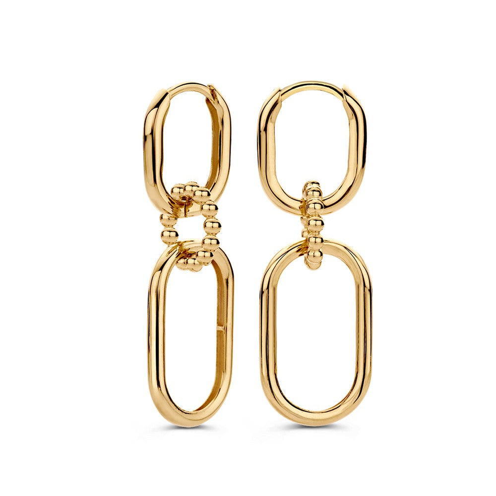 Opvallende Geelgouden Oorringen met Schakelelementen – Stoere Elegant