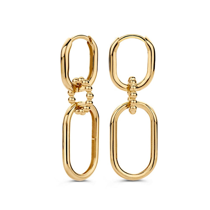 Opvallende Geelgouden Oorringen met Schakelelementen – Stoere Elegant