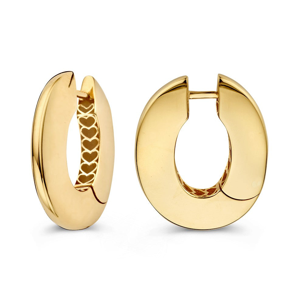 Opvallende Geelgouden Oorbellen in Plat, Ovaal Design – Echte Eyecatchers