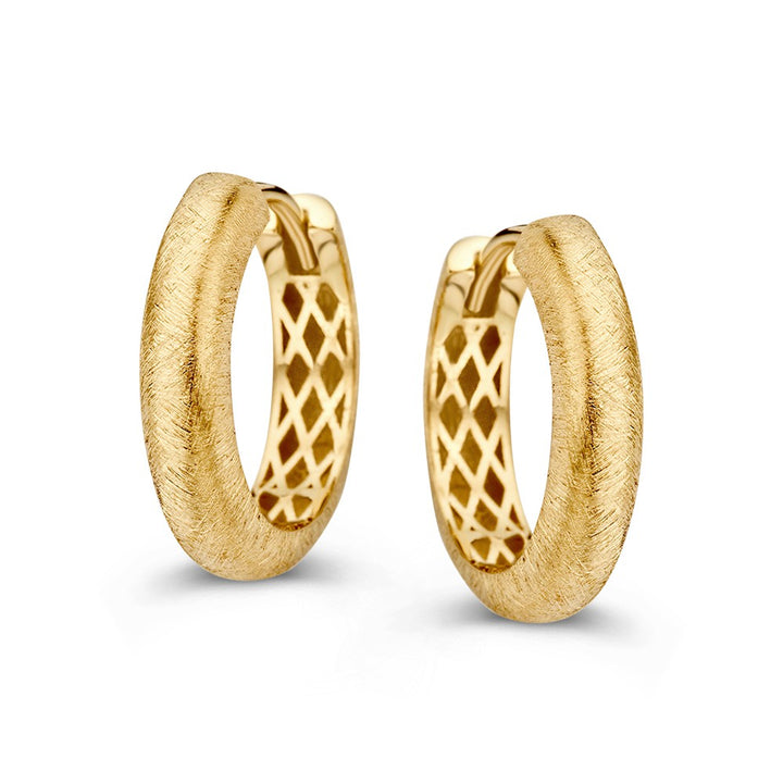 Gematteerde Geelgouden Oorringen in Rond Model – Subtiele Elegantie