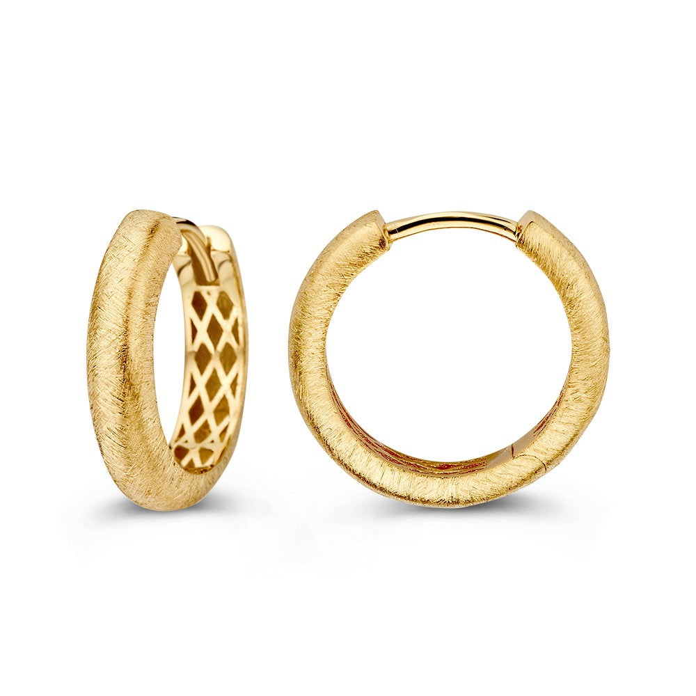 Gematteerde Geelgouden Oorringen in Rond Model – Subtiele Elegantie