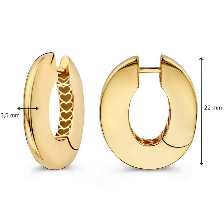 Opvallende Geelgouden Oorbellen in Plat, Ovaal Design – Echte Eyecatchers