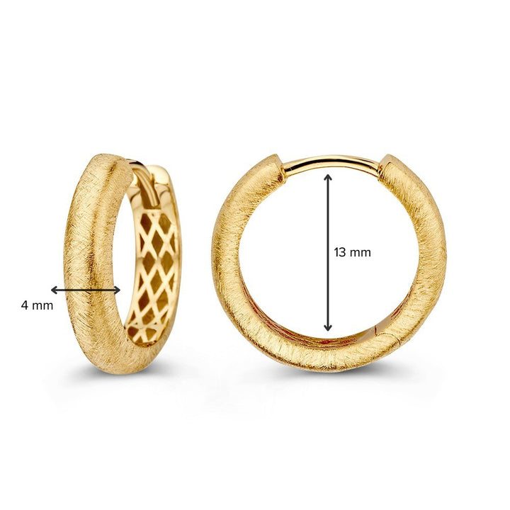 Gematteerde Geelgouden Oorringen in Rond Model – Subtiele Elegantie