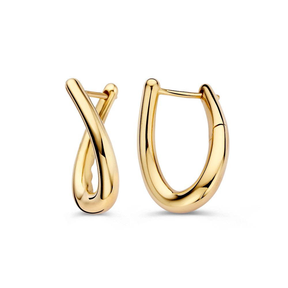 Speelse Geelgouden Oorringen met Twist – Elegantie in Beweging