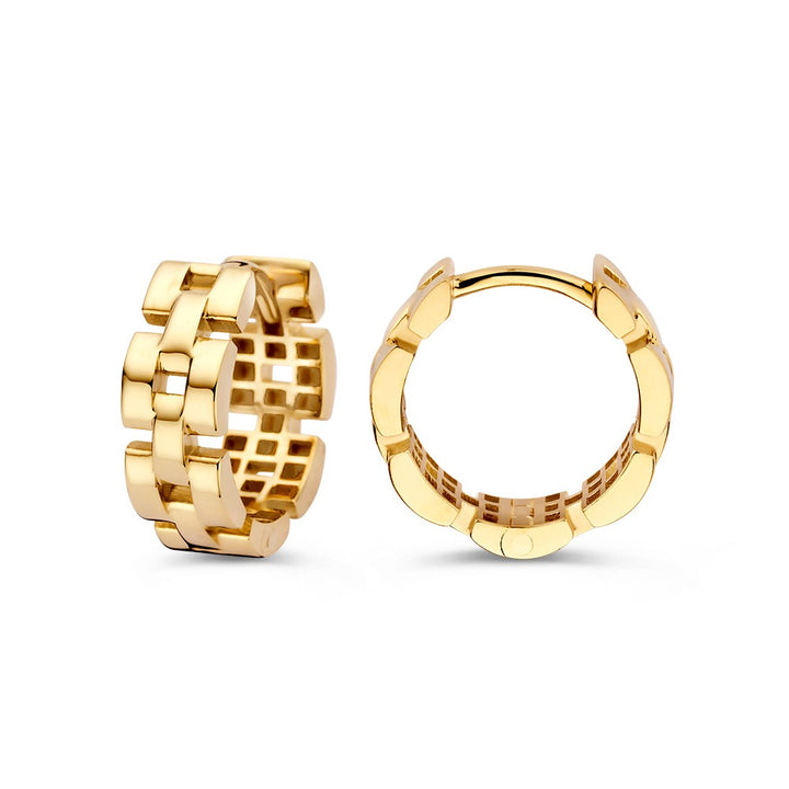 Geelgouden Oorringen met Rolex Schakel – Luxe en Tijdloze Stijl