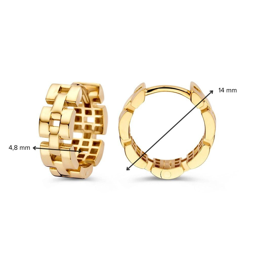 Geelgouden Oorringen met Rolex Schakel – Luxe en Tijdloze Stijl