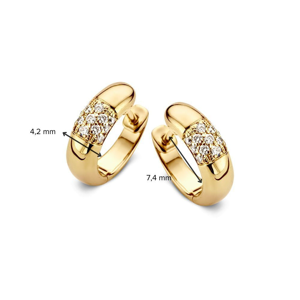 Elegante Geelgouden Oorringen met Diamanten in Briljant Slijpvorm