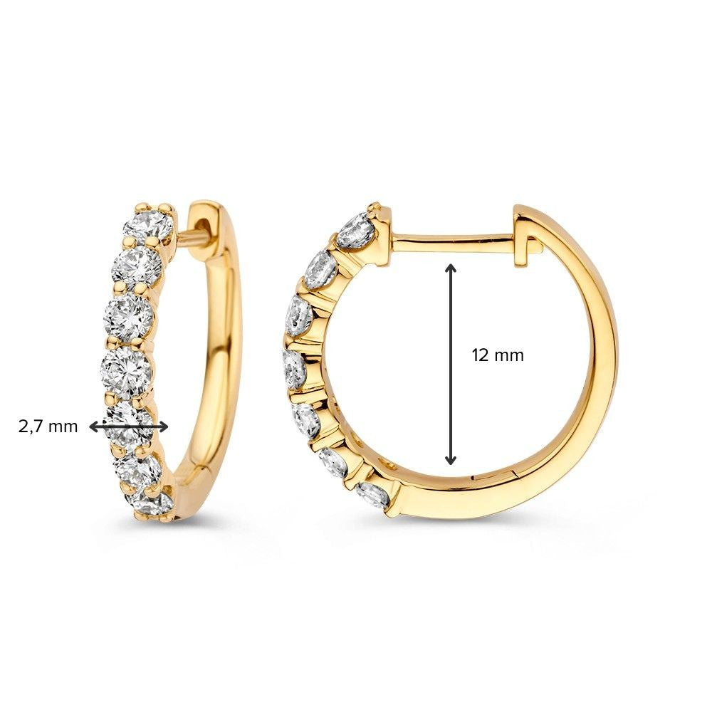 Schitterende Geelgouden Oorringen met Diamanten in Chatonzetting 1.00 crt.