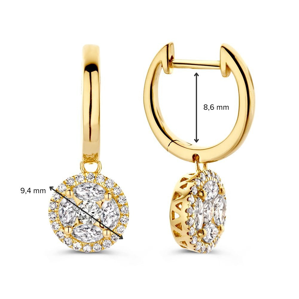 Elegante Geelgouden Oorringen met Briljanten 1,06 crt.