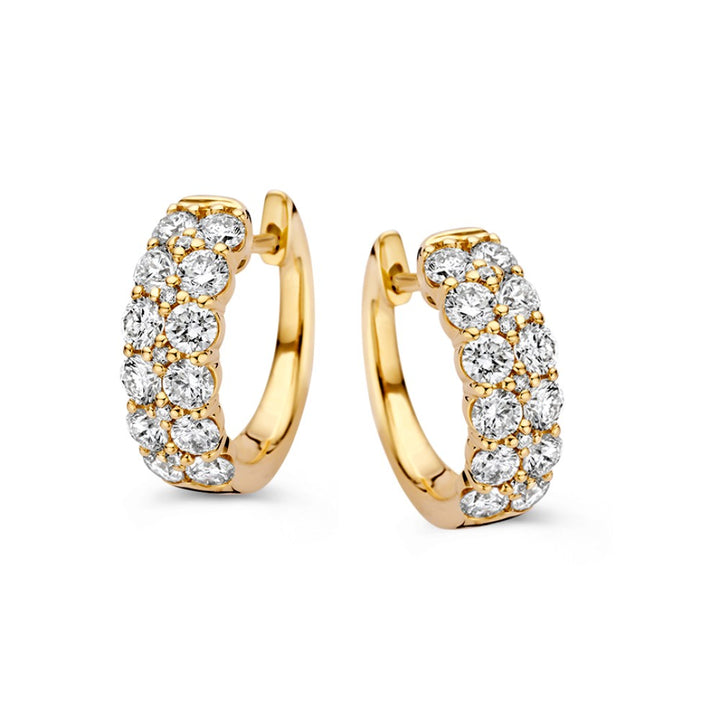 Luxe Geelgouden Oorringen met Fonkelende Diamanten in Pavézetting 1,72 crt.