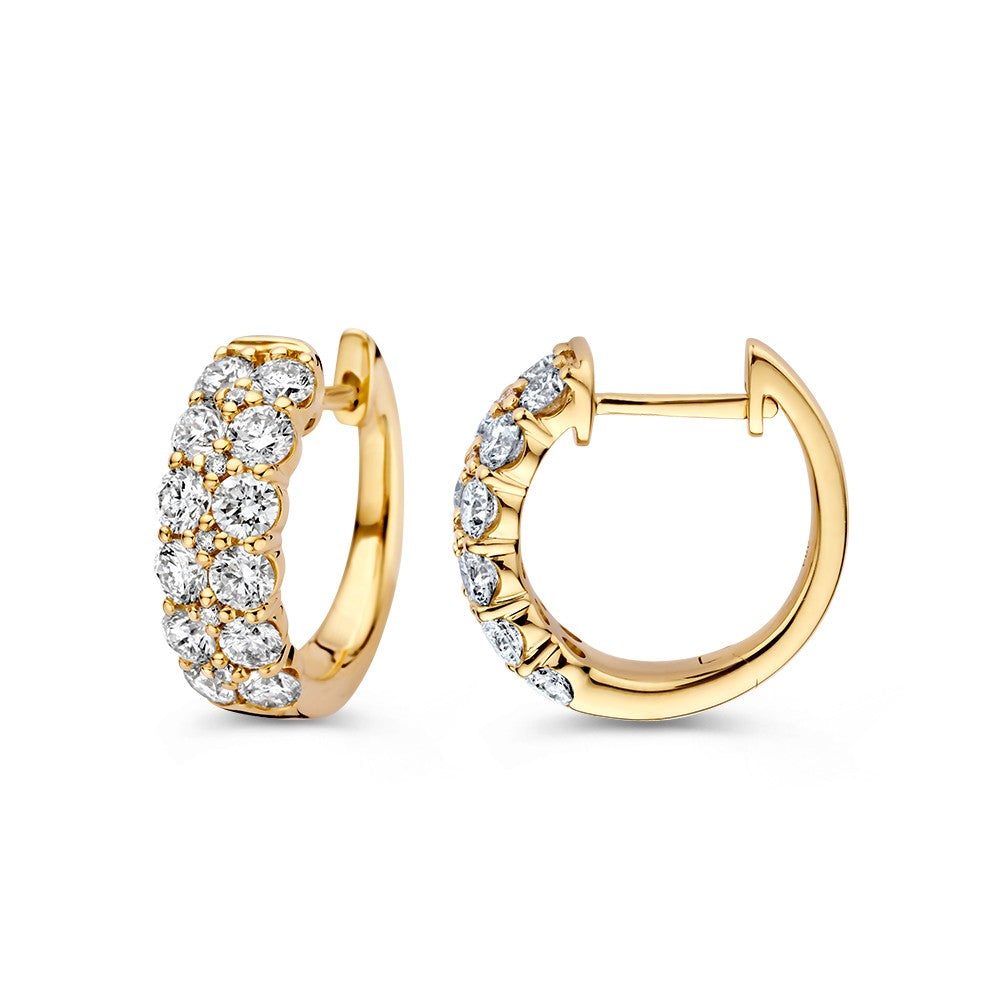 Luxe Geelgouden Oorringen met Fonkelende Diamanten in Pavézetting 1,72 crt.