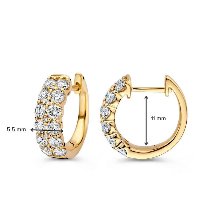 Luxe Geelgouden Oorringen met Fonkelende Diamanten in Pavézetting 1,72 crt.