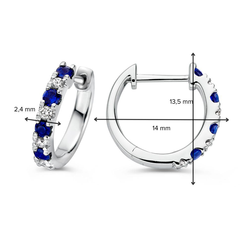 Oorringen witgoud briljant+saffier