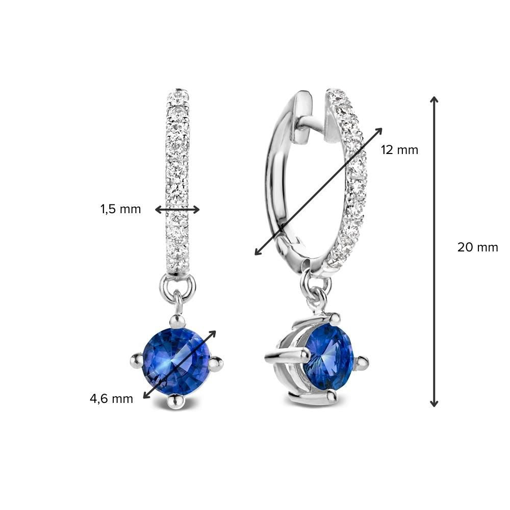 18kt Witgouden Oorringen met Blauwe Saffieren en Diamanten – Van der Kooij Luxe