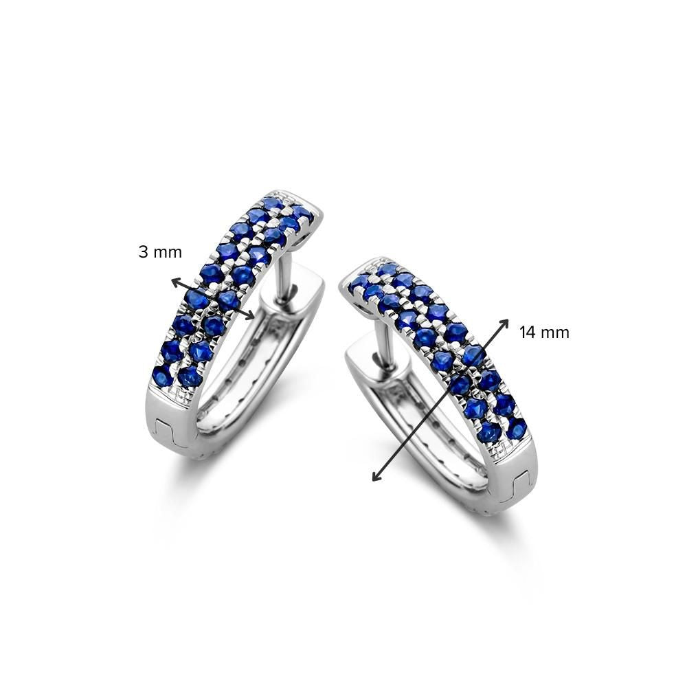 Witgouden oorringen met blauw saffier en diamant – 2 manieren van dragen, 0,40 crt diamant
